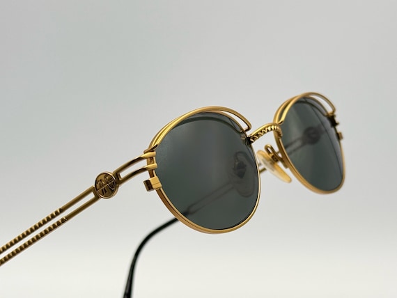 Jean Paul Gaultier 58-6104 Vintage Gold Unique Oval Sunglasses
