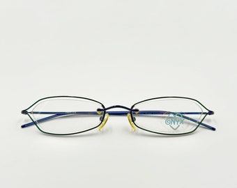 Onyx VX3605 vintage rectangle eyeglasses, unique design very small glasses frame, NOS