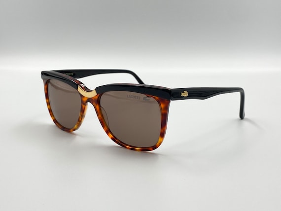 Lacoste 143 Vintage Rectangle Black and Brown 90s Sunglasses  display picture 1