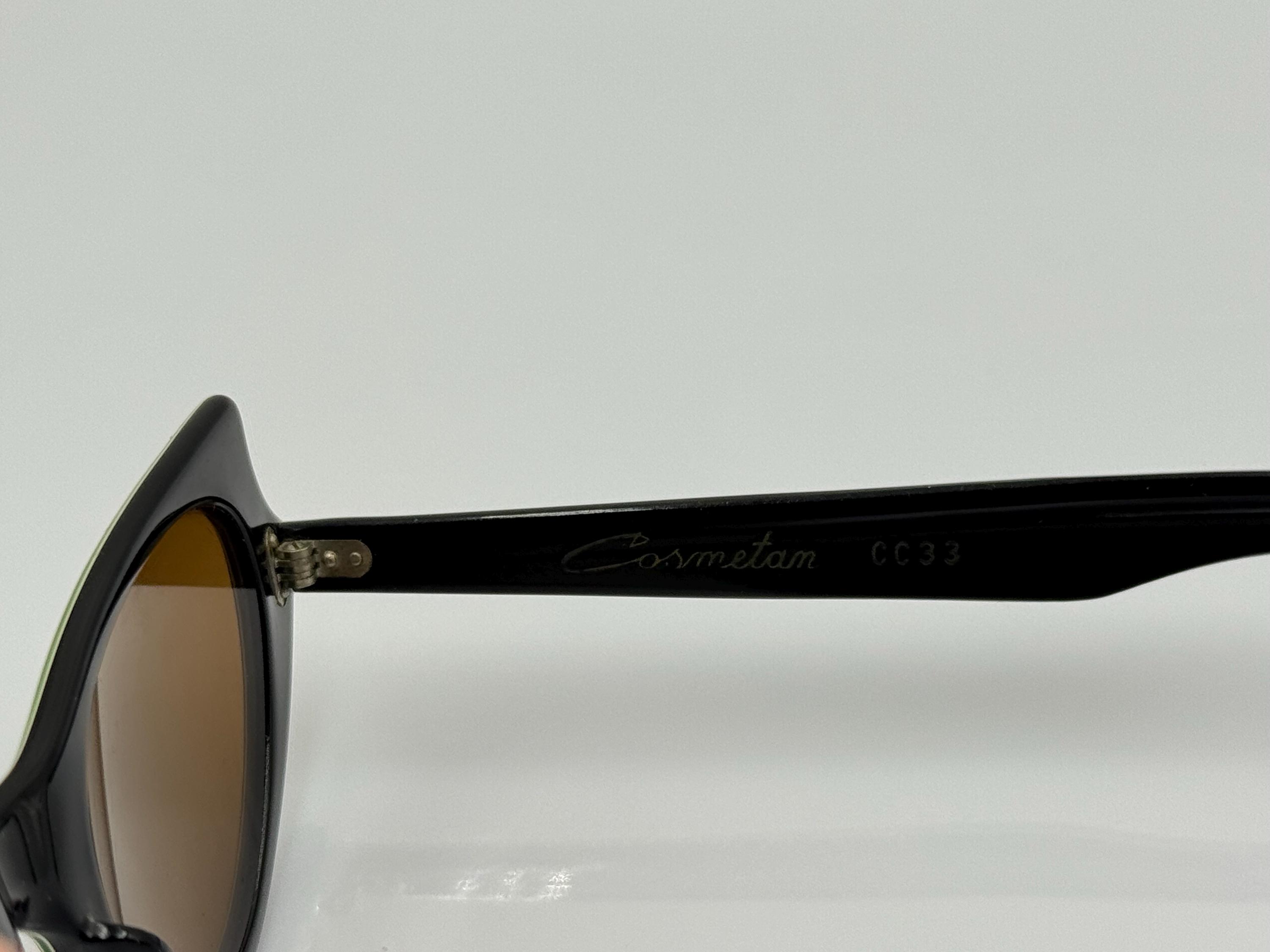 Cosmetan Vintage Cat-eye Sunglasses, Black Acetate Frame  display picture 2