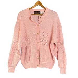 Vintage Parkhurst Strickjacke aus Pink Pastel Baumwolle, Made in Canada