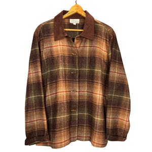 Vintage Plaid Wool Blend Shacket: Women&#39;s Rustic Chore Coat