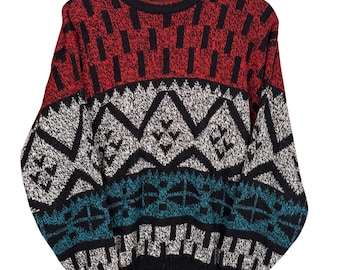 Vintage 90s Retro Grandpa Sweater, Crewneck Knit, Eclectic, Aesthetic Clothing