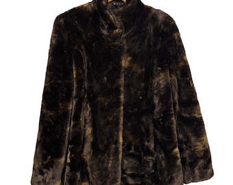 Vintage Brown Faux Fur Coat, Mob Wife Coat, Western Glam Jacket, Old Money, 90s Faux Fur, Ranch Style Outerwear, Cozy Luxe Coat