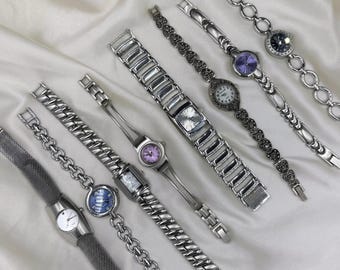 Pick One: Vintage 90s Silver Tone Bracelet Watch, Fairycore Jewelry, Dainty Women's Watch, Y2K Minimalist, Gift for Her, Aesthetic Jewelry