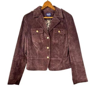 Veste en cuir vintage, manteau en daim marron, veste de printemps, vêtements esthétiques des années 90
