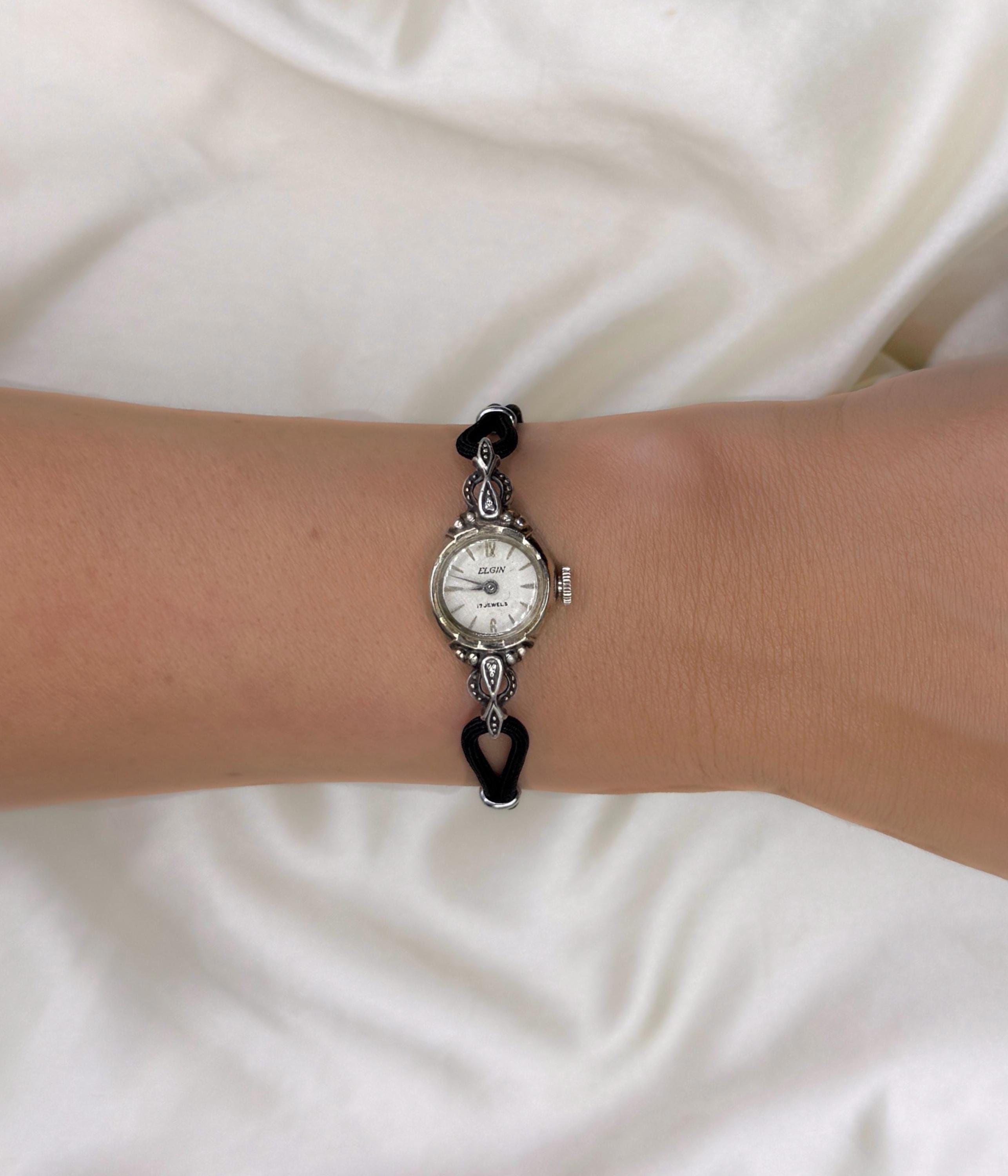 Vintage MF Cortina 17 Jewel Manual Wind Watch 10K RGP Bezel GF Mesh Band Silver Women main image 4