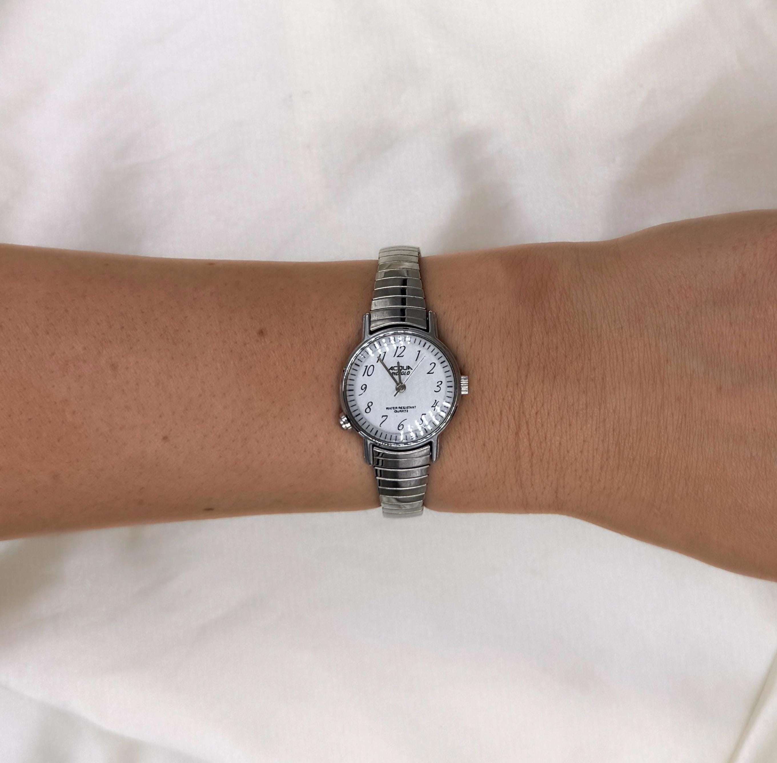 Vintage Acqua Quartz Two Tone Bracelet Watch Small Face Dainty Antique Vintage Acqua Quartz Classic Womens Womans Gold Round Analog  main image 4