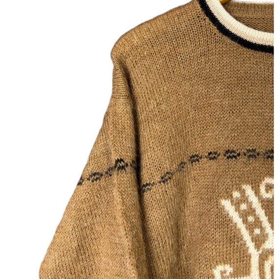 トップス 90s Native pattern alpaca knit sweater Vintage 90s Alpaca Wool, Neutral Knit Sweater, Aztec Pattern