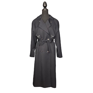 Vintage Navy Wool Trench Coat: Removable Quilted Liner, Made in Canada