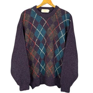 Vintage Argyle Sweater – Archie Brown Wool Size 44 – Made in