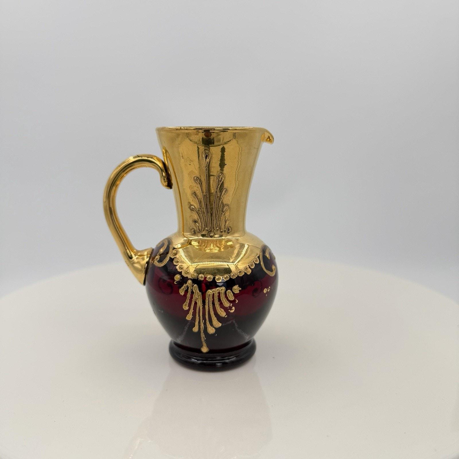 Vintage Murano Tre Fuochi Ruby Red Gold Miniature Pitcher Hand