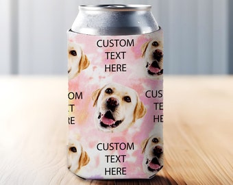 Custom Pet Can Cooler, Personalized Can Coozie, Can Cooler with Text Picture, Valentine's Day Gift for Her, Funny Pet Portrait Party Favor