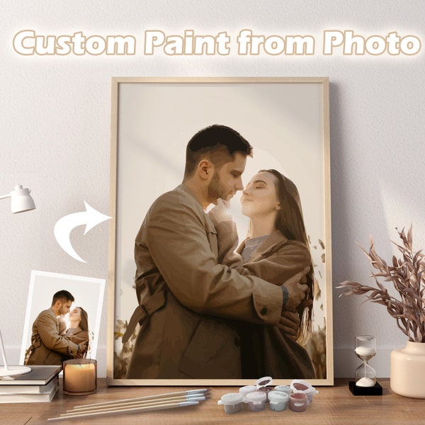 Pittura personalizzata per numero / Arte murale su tela personalizzata da foto / Kit pittura per numero / Decorazioni per la casa Regalo fai da te per lei / Regalo per la festa della mamma