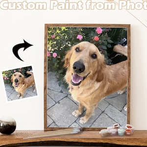 Custom Pet Portrait, Paint by Number, Personalized Canvas from Photo, Dog Cat Portrait, Pet Memorial Gifts, Pet Lover, Valentines Day Gift
