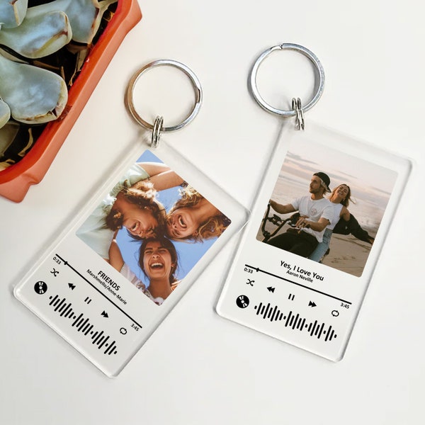 Custom Song Keychain, Personalized Photo Keychain, Album Keychain, Spotify Keychain, Music Acrylic Plaque, Friendship Keychain, Mothers Day