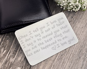 Personalized Metal Wallet Insert Card with Text, Engraved Silver Wallet Insert Card,  Personalized Gift for Him, Valentine's Day Gift