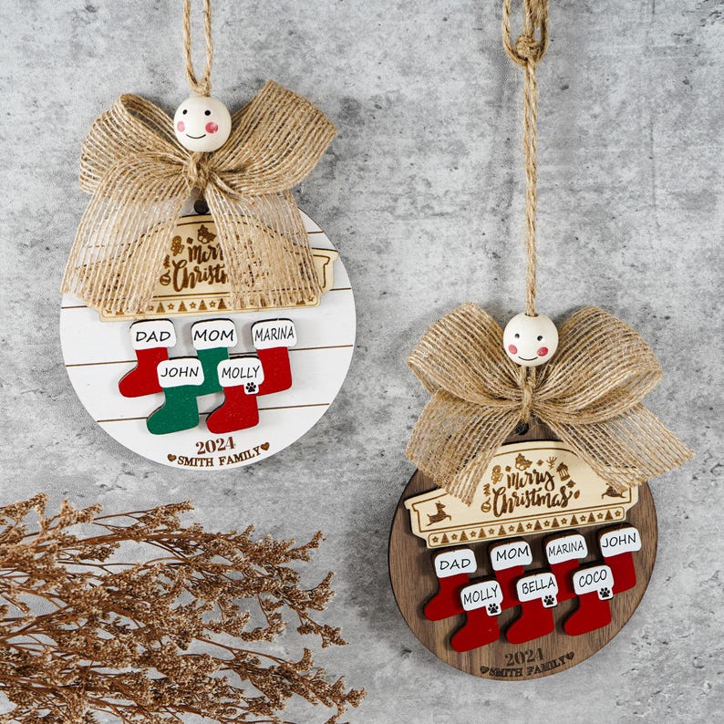 Personalized Wooden Christmas Ornament, Christmas Decor, Custom Family