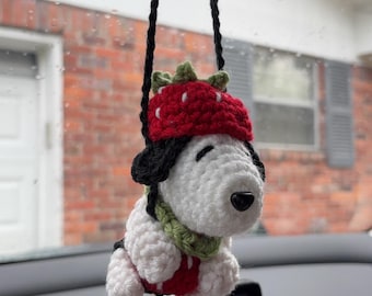 Beagle Strawberry Car Mirror Hanger