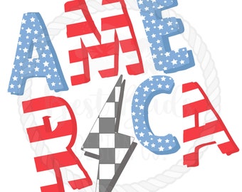 America Red White and Blue Themed 4th of July PNG Design