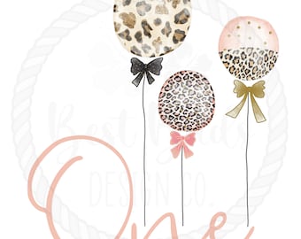 One Cheetah Balloon First Birthday PNG Design