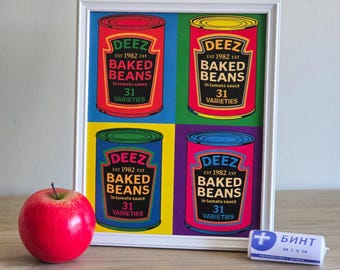 Deez Beans Pop Art Poster | DayZ Inspired Andy Warhol Print | Gamer Wall Art | Survival Game Decor | 8x10 Digital Design | Funny Gaming Gift