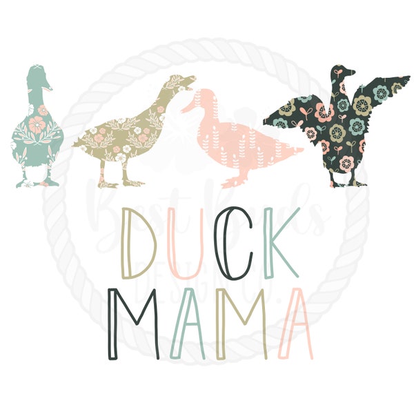 Duck Mama Pastel Floral PNG Design