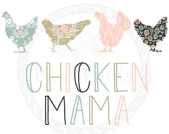 Chicken Mama Pastel Floral PNG Design