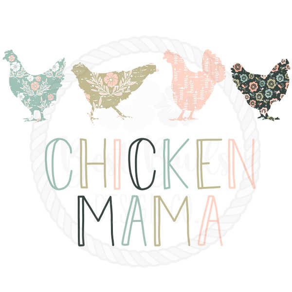 Chicken Mama Pastel Floral PNG Design