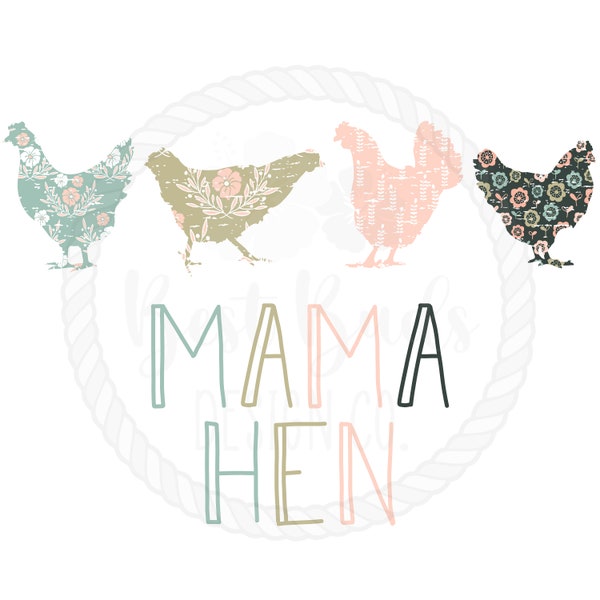 Mama Hen Pastel Floral PNG Design