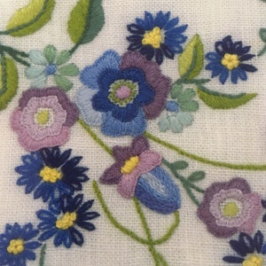 Semco Traced Linen Bluebells Design Two Doilies