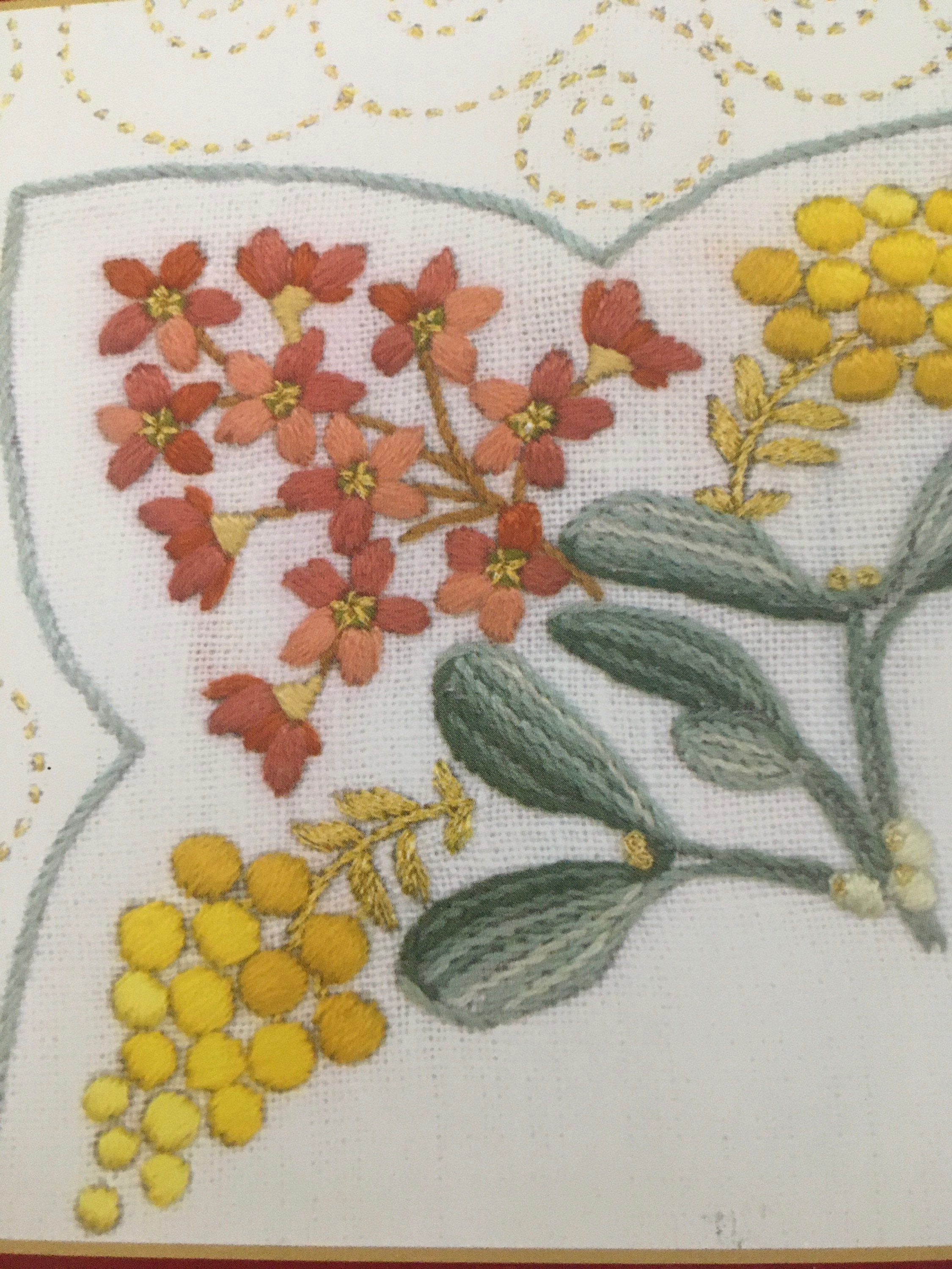 Semco Traced Linen Embroidery Australian Wattle Design Runner Etsy