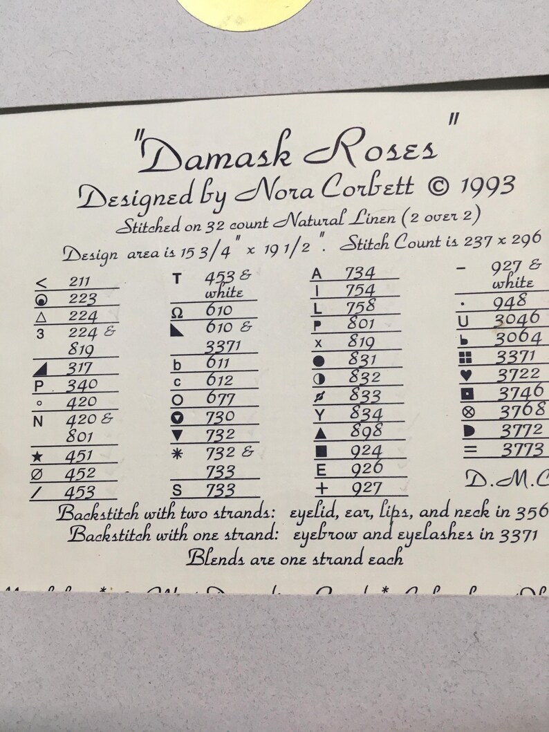 Thread Count Rose Pn Mirabilia OOP Damask Roses Cross Stitch Pattern Chart MD 01 - Etsy