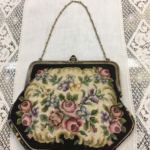 Vintage petit point embroidered evening bag.