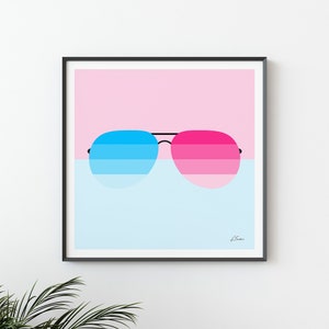 Sunglasses Art Print | Vintage Fashion Print | Retro Style | Minimal Poster | Illustration