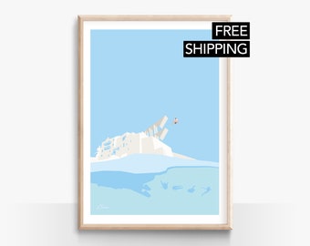 Polignano a Mare Print | Cliff Diving Poster | Puglia Italy Wall Art | Diving Jumping into Water
