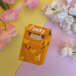 Glossy Vinyl Die Cut Aufkleber Süße Bananen Schokolade Pocky Snack Katze Aufkleber
