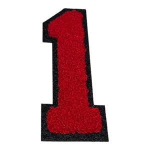 Chenille Number Patches Red and Black