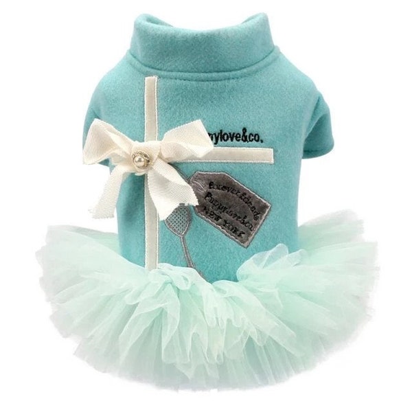 Sniffany and Company Pet Dress for Special Occasions, Tiffany Blue Dog Dress with Tutu