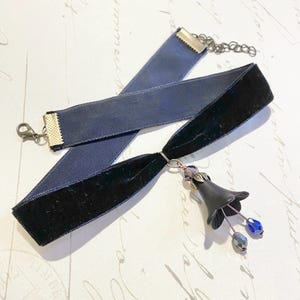 Black Velvet Flower Choker: Gothic Mourning Necklace