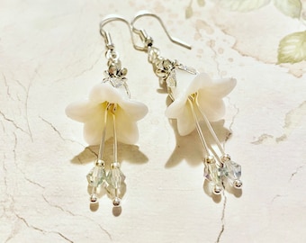 Lily Of The Valley Earrings, Orchid Earrings, Spring Flower Fairy Earrings, Birthday Gift For Her, Snowdrop Resin Flower Earrings