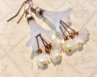 Lily Of The Valley Flower Earrings, Handmade Gift For Her, Lily Earrings, White Flower Dangle Earrings, Birthday Gift For Her, Gift For Her