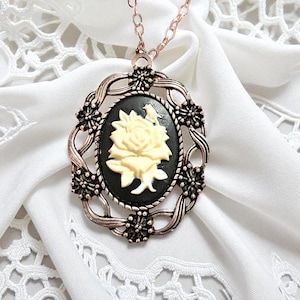 Gothic Rose Cameo Necklace, Regency Era Cameo Necklace, Bridgerton Inspired Necklace, Elegant Caneo Pendant, Victorian Gothic Pendant