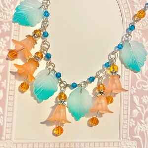 Orange Tanzanite Flower Necklace, Woodland Faerie Necklace, Elegant Necklace, Victorian Floral Pendant Necklace
