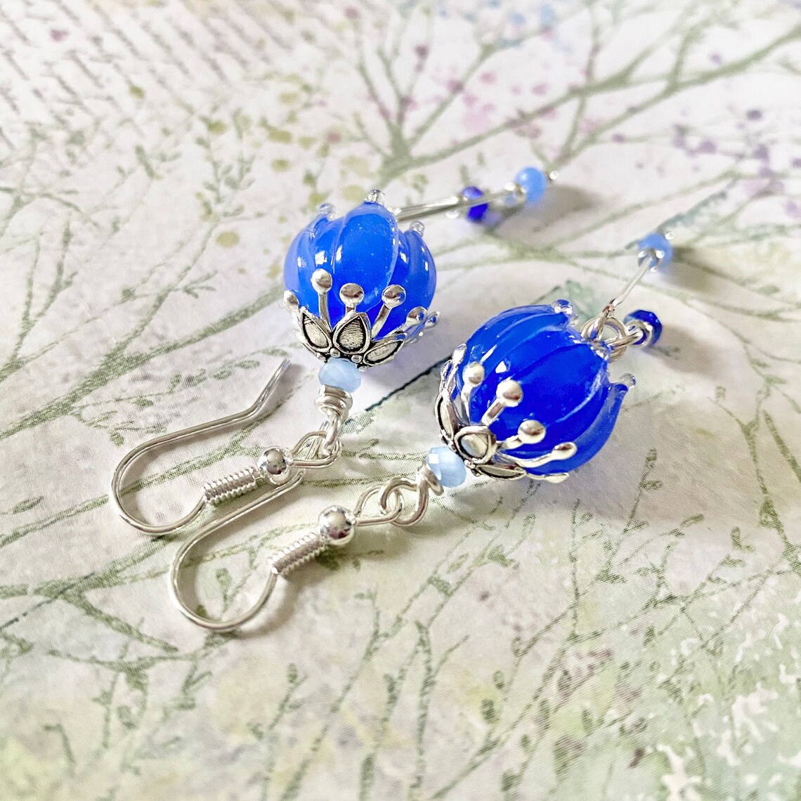 Flower Earrings Two-Tone Blue main image 1