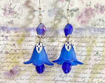 Sapphire Earrings, 21st Birthday Gift For Her, Something Blue, Sapphire Flower Earrings, 40th Birthday Gift For Women, Gift For Best Friend