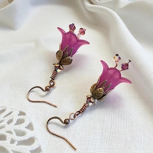 Amethist bloemenoorbellen, vintage bloemenoorbellen, elegante oorbellen, bordeauxrode oorbellen, vrouwelijke bloemenoorbellen, vintage cadeau voor haar