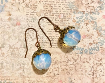 Moonstone Acorn Earrings, Fairy Earrings, Moonstone Acorn Earrings, Dangle Drop Earrings, Handmade Earrings, Cool Earrings