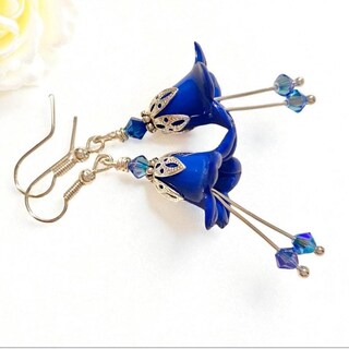 URONE Orecchini Pendenti A Fiore Non Ti Scordar Di Me - Argento 925 - Gioielli A Forma Di Fiore Blu - Regalo Per Lei