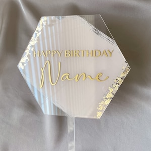 Custom Acrylic Cake Topper | Personalized Cake Topper | Hexagon Cake Topper | Wedding Cake Topper | Graduation Cake Topper